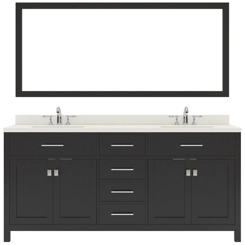 Modern Fittings Caroline 72" Double Bath Vanity with Quartz Top and Square Sinks Faucets