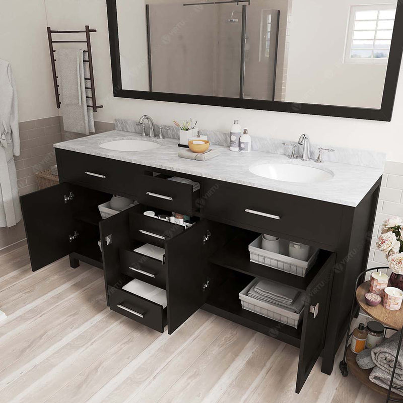 Modern Fittings Caroline 72" Double Bath Vanity with Marble Top and Round Sinks