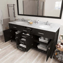 Modern Fittings Caroline 72" Double Bath Vanity with Marble Top and Round Sinks Faucets