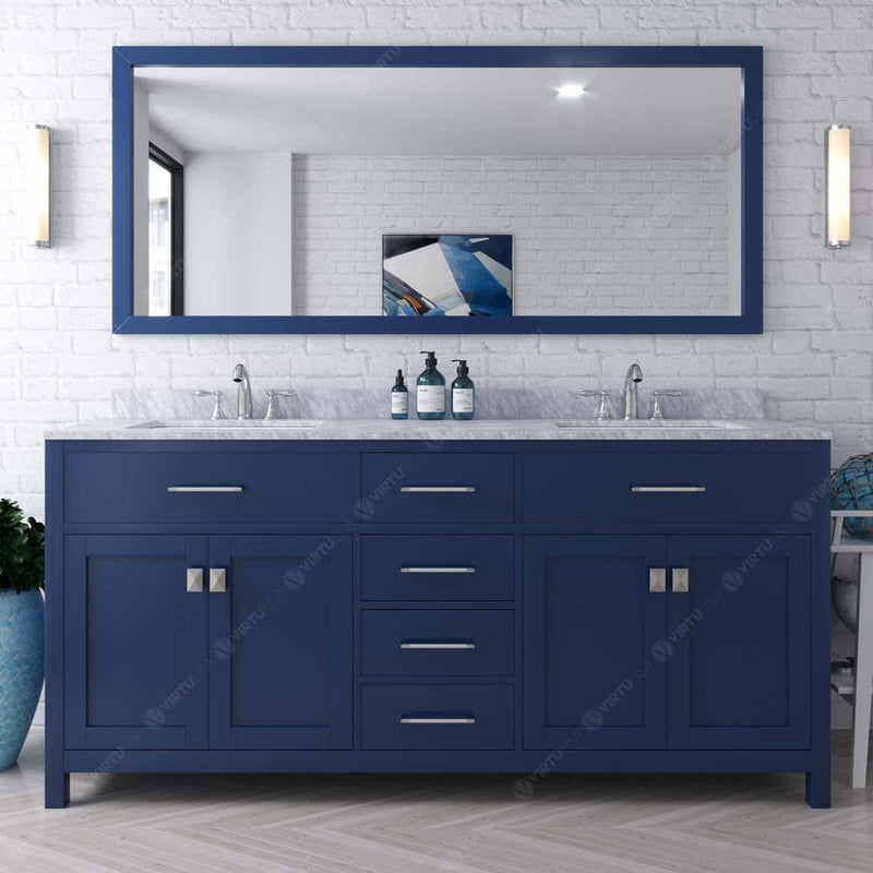 Modern Fittings Caroline 72" Double Bath Vanity with Marble Top and Round Sinks Faucets