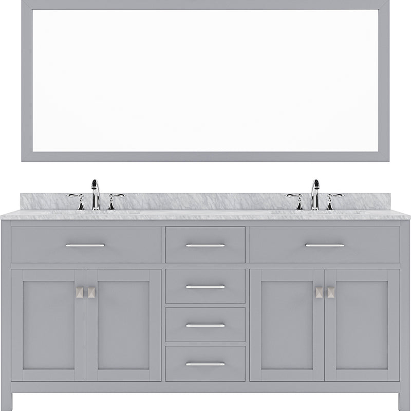 Modern Fittings Caroline 72" Double Bath Vanity with Marble Top and Round Sinks Faucets