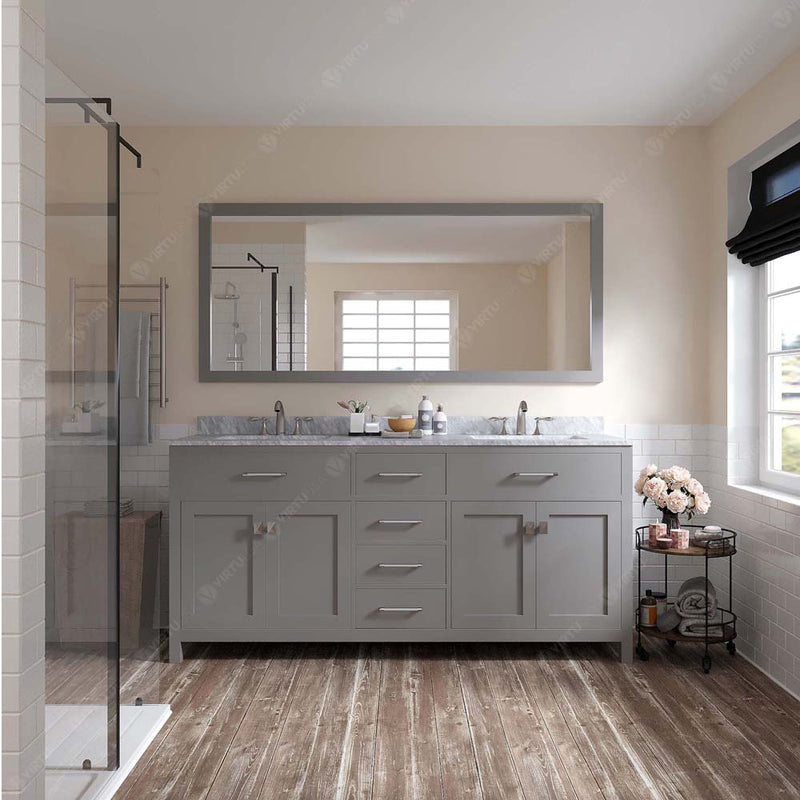 Modern Fittings Caroline 72" Double Bath Vanity with Marble Top and Square Sinks