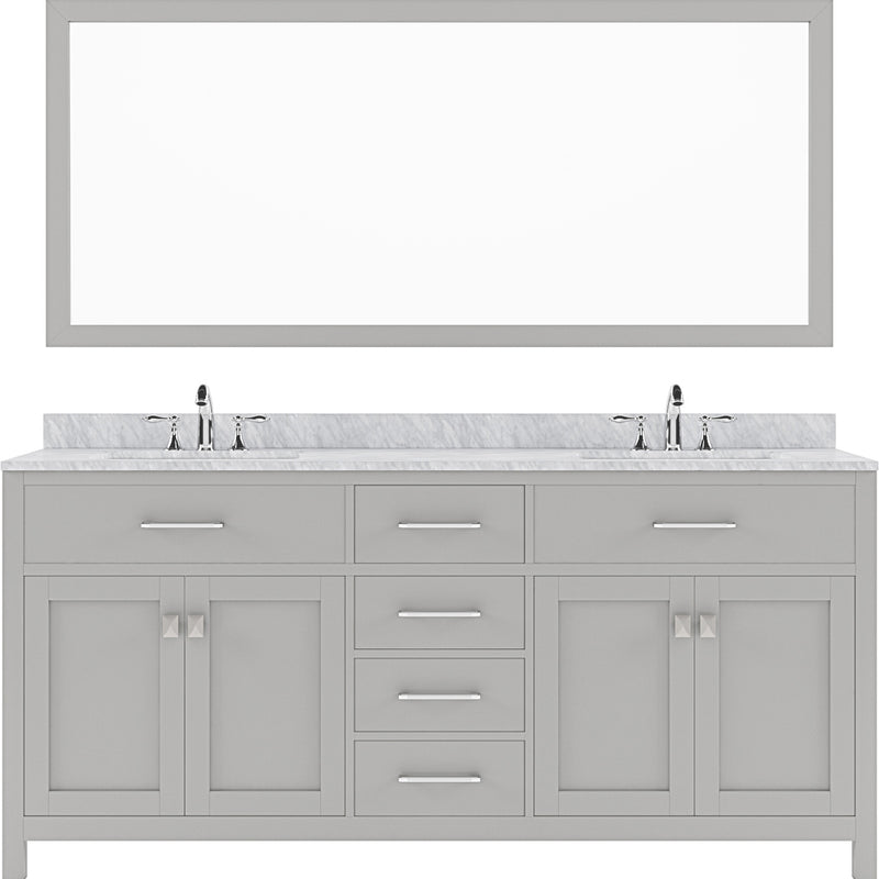 Modern Fittings Caroline 72" Double Bath Vanity with Marble Top and Square Sinks