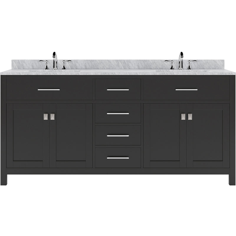 Modern Fittings Caroline 72" Double Bath Vanity with Marble Top and Square Sinks