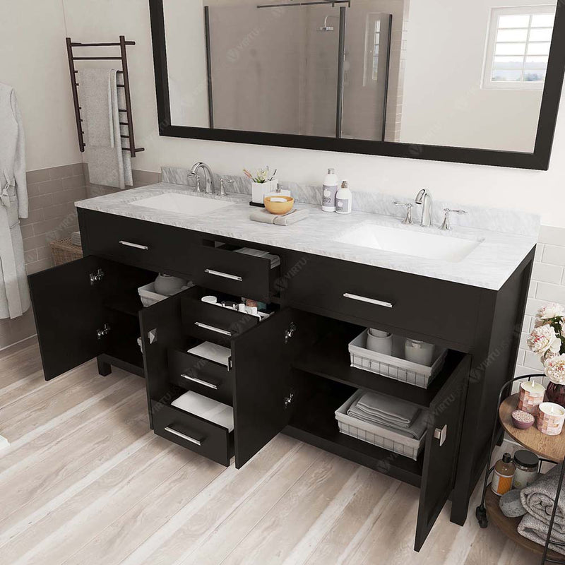 Modern Fittings Caroline 72" Double Bath Vanity with Marble Top and Square Sinks