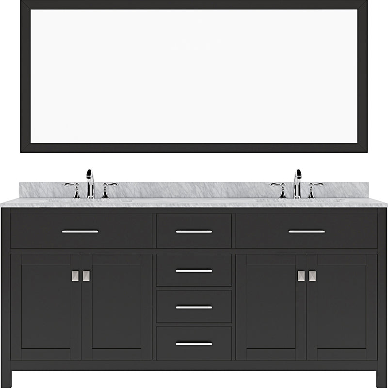 Modern Fittings Caroline 72" Double Bath Vanity with Marble Top and Square Sinks Faucets