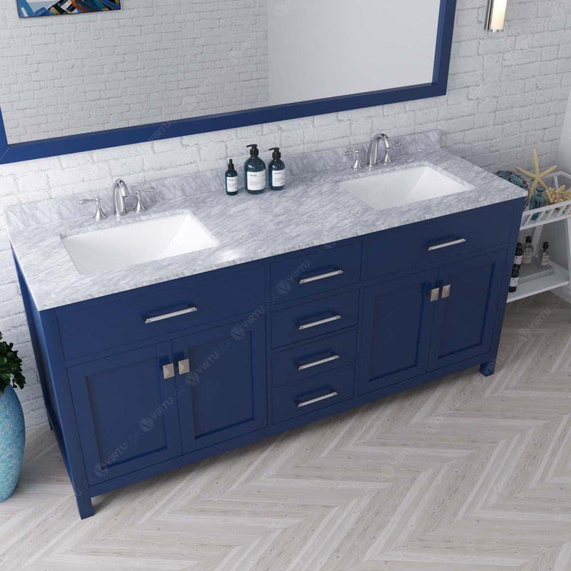 Modern Fittings Caroline 72" Double Bath Vanity with Marble Top and Square Sinks