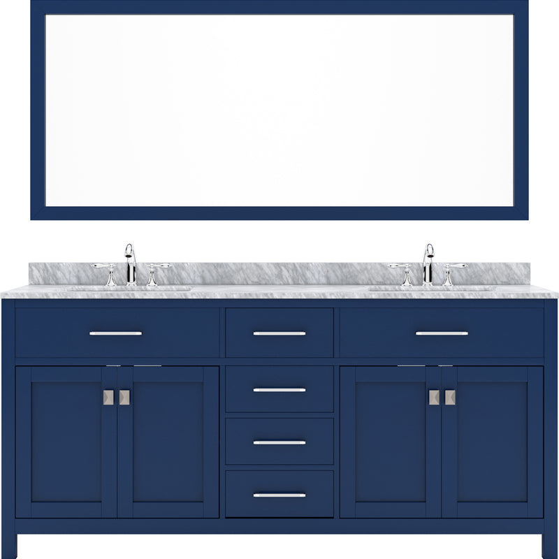 Modern Fittings Caroline 72" Double Bath Vanity with Marble Top and Square Sinks