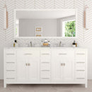 Modern Fittings Caroline Parkway 72" Double Bath Vanity with Calacatta Quartz Top and Round Sinks Faucets