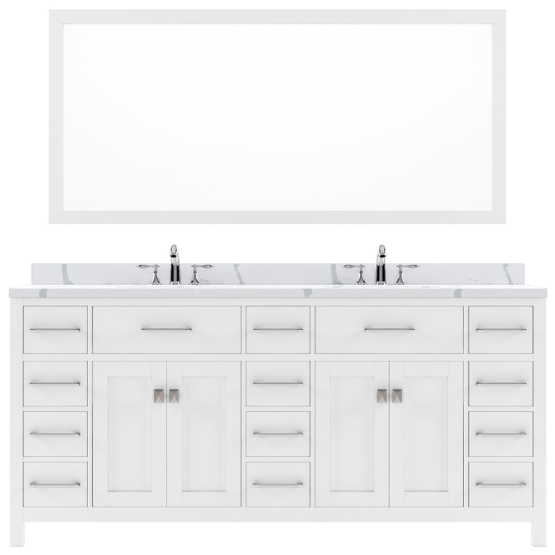 Modern Fittings Caroline Parkway 72" Double Bath Vanity with Calacatta Quartz Top and Round Sinks