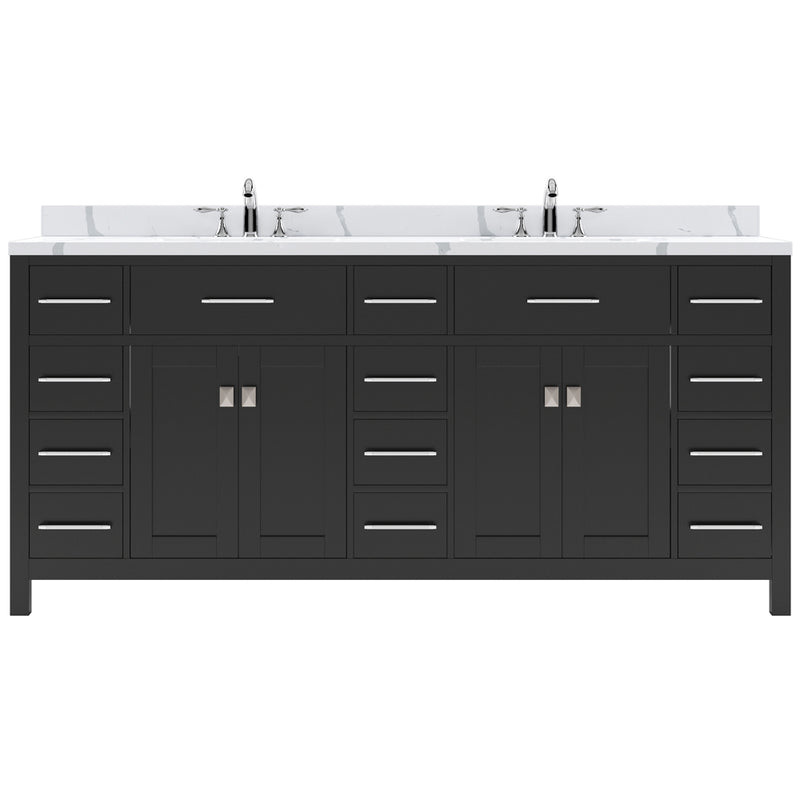 Modern Fittings Caroline Parkway 72" Double Bath Vanity with Calacatta Quartz Top and Square Sinks