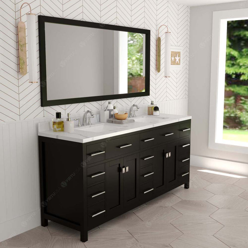 Modern Fittings Caroline Parkway 72" Double Bath Vanity with Calacatta Quartz Top and Square Sinks