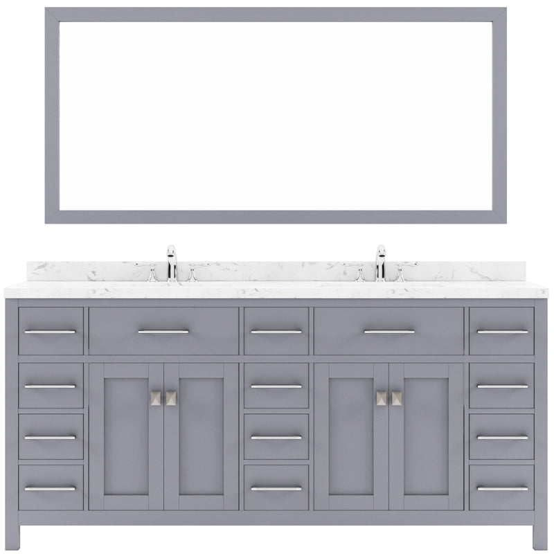 Modern Fittings Caroline Parkway 72" Double Bath Vanity with Cultured Marble Quartz Top and Round Sinks Faucets