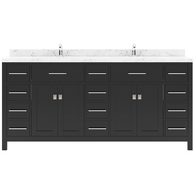 Modern Fittings Caroline Parkway 72" Double Bath Vanity with Cultured Marble Quartz Top and Square Sinks