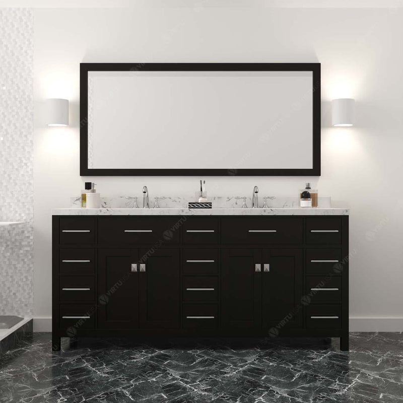 Modern Fittings Caroline Parkway 72" Double Bath Vanity with Cultured Marble Quartz Top and Square Sinks Faucets