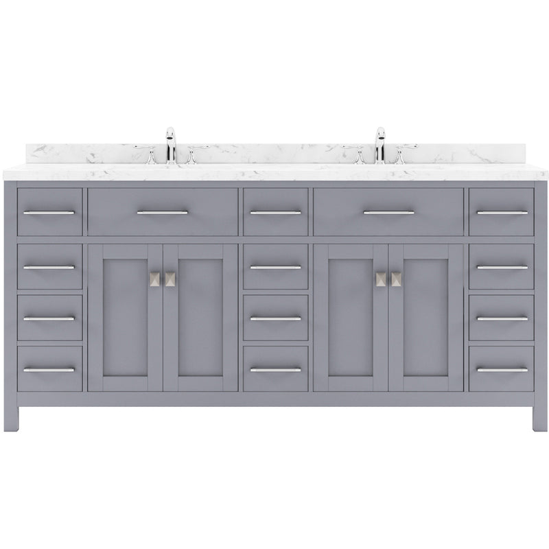 Modern Fittings Caroline Parkway 72" Double Bath Vanity with Cultured Marble Quartz Top and Square Sinks