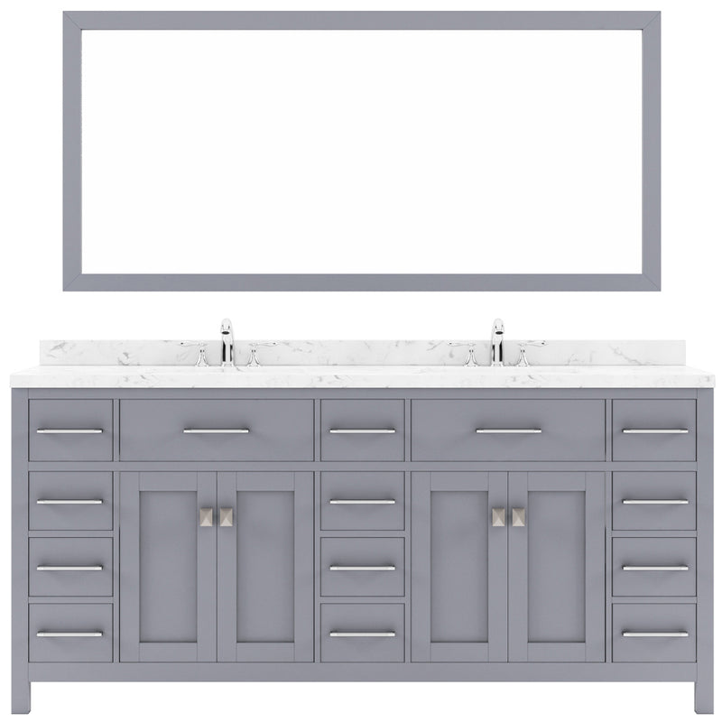 Modern Fittings Caroline Parkway 72" Double Bath Vanity with Cultured Marble Quartz Top and Square Sinks Faucets