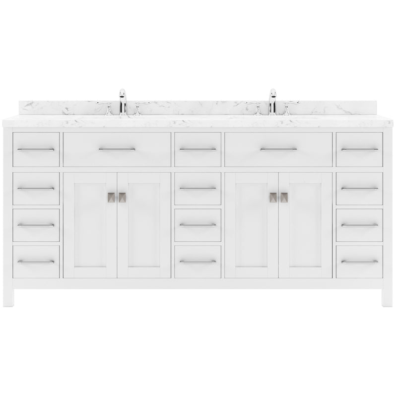 Modern Fittings Caroline Parkway 72" Double Bath Vanity with Cultured Marble Quartz Top and Square Sinks