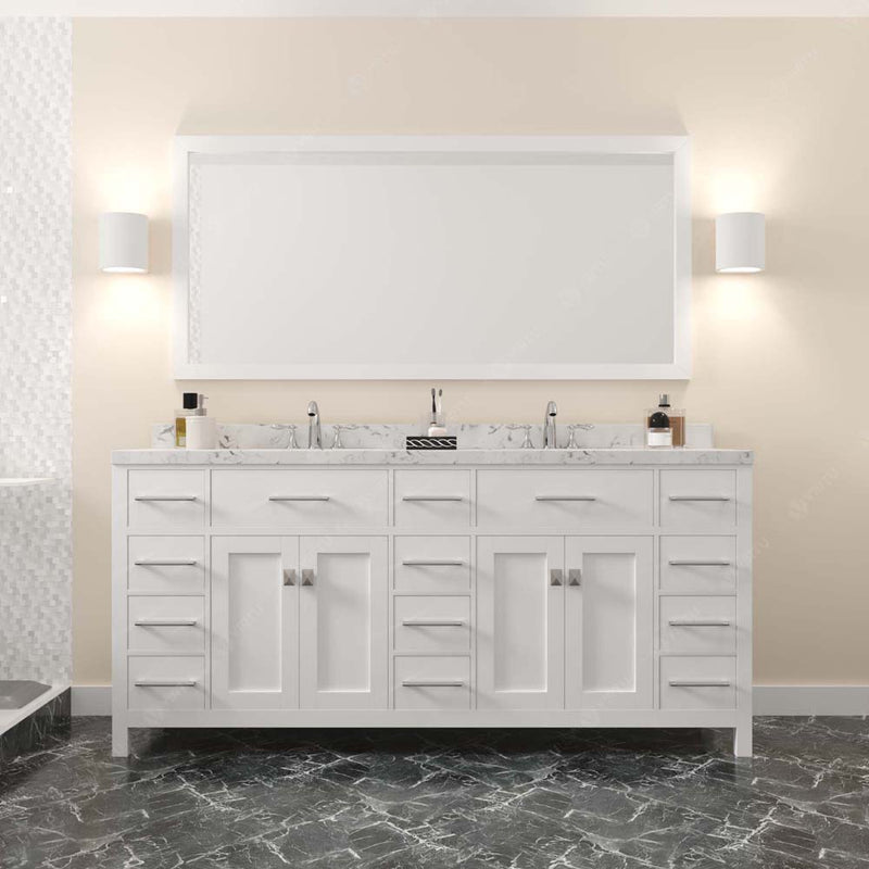 Modern Fittings Caroline Parkway 72" Double Bath Vanity with Cultured Marble Quartz Top and Square Sinks