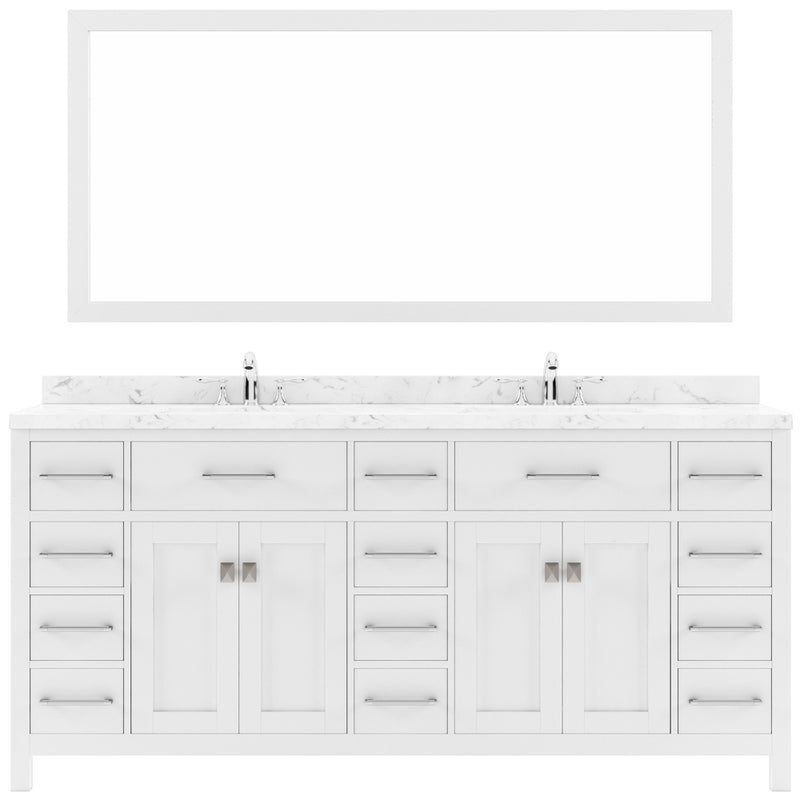 Modern Fittings Caroline Parkway 72" Double Bath Vanity with Cultured Marble Quartz Top and Square Sinks Faucets