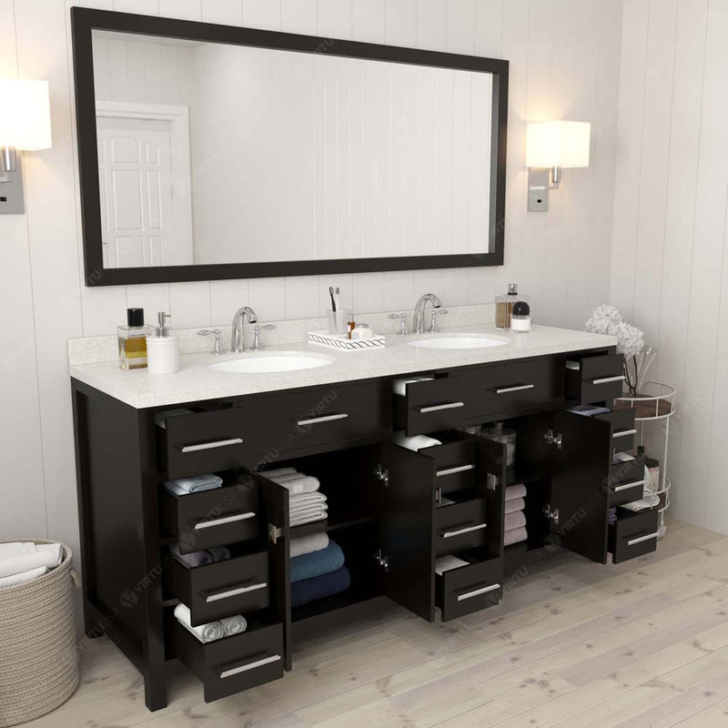 Modern Fittings Caroline Parkway 72" Double Bath Vanity with Quartz Top and Round Sinks Faucets