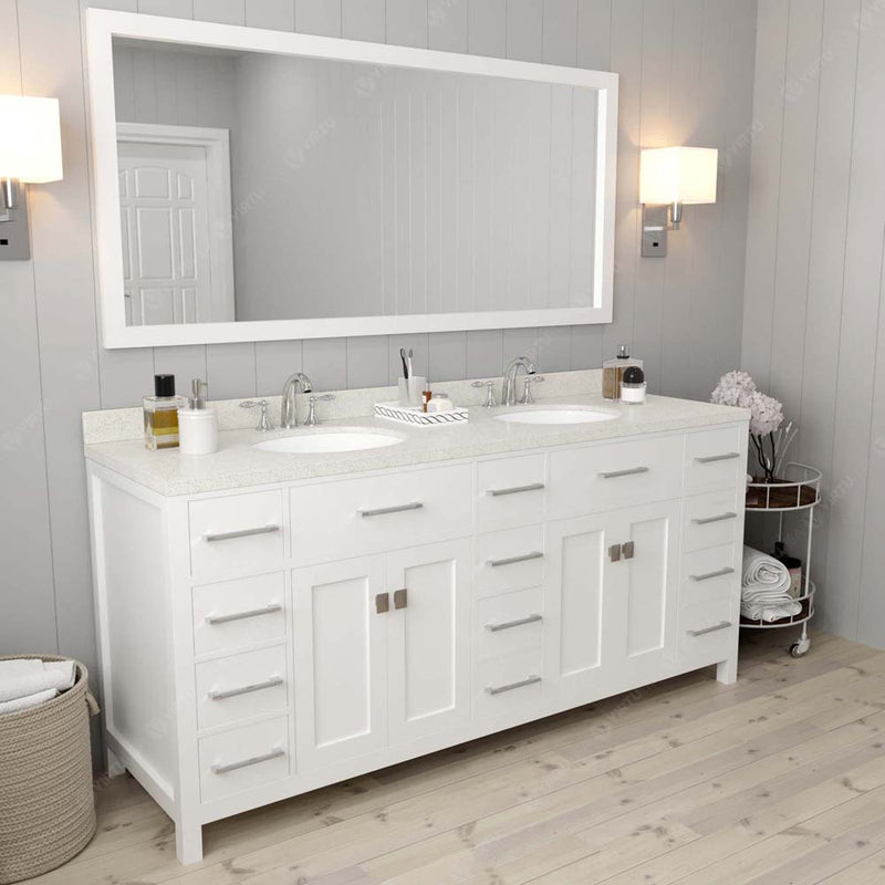 Modern Fittings Caroline Parkway 72" Double Bath Vanity with Quartz Top and Round Sinks Faucets