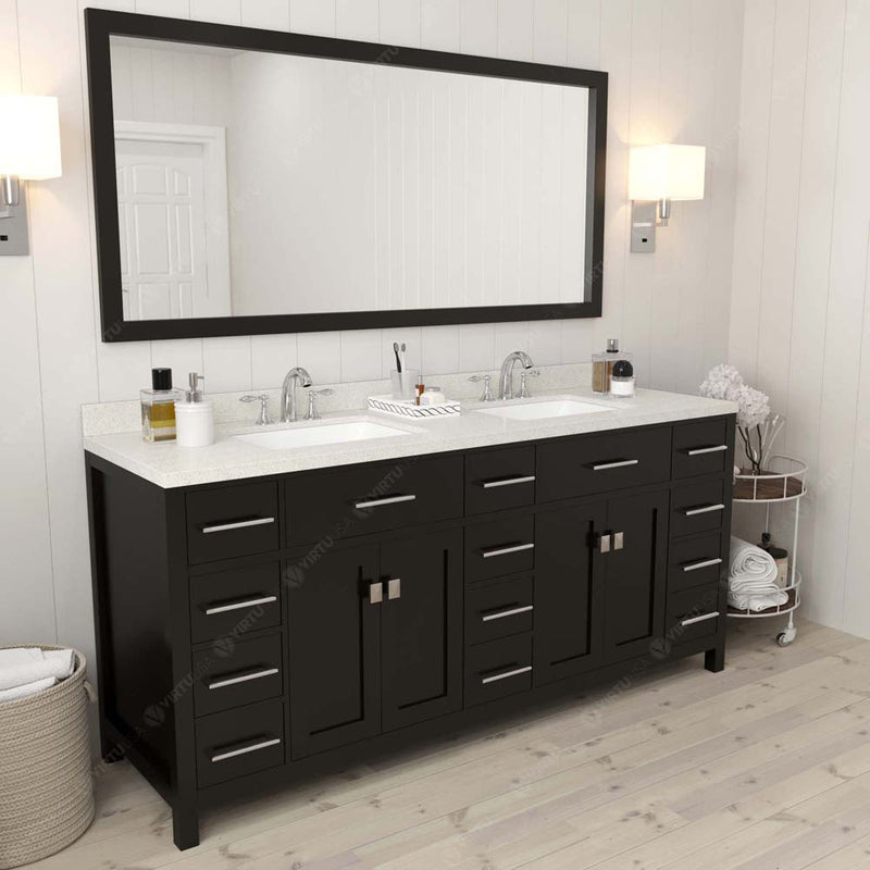 Modern Fittings Caroline Parkway 72" Double Bath Vanity with Quartz Top and Square Sinks