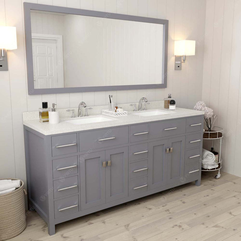 Modern Fittings Caroline Parkway 72" Double Bath Vanity with Quartz Top and Square Sinks Faucets