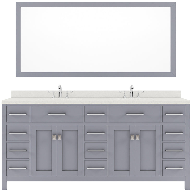 Modern Fittings Caroline Parkway 72" Double Bath Vanity with Quartz Top and Square Sinks Faucets