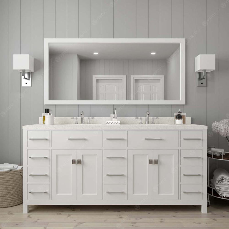 Modern Fittings Caroline Parkway 72" Double Bath Vanity with Quartz Top and Square Sinks Faucets