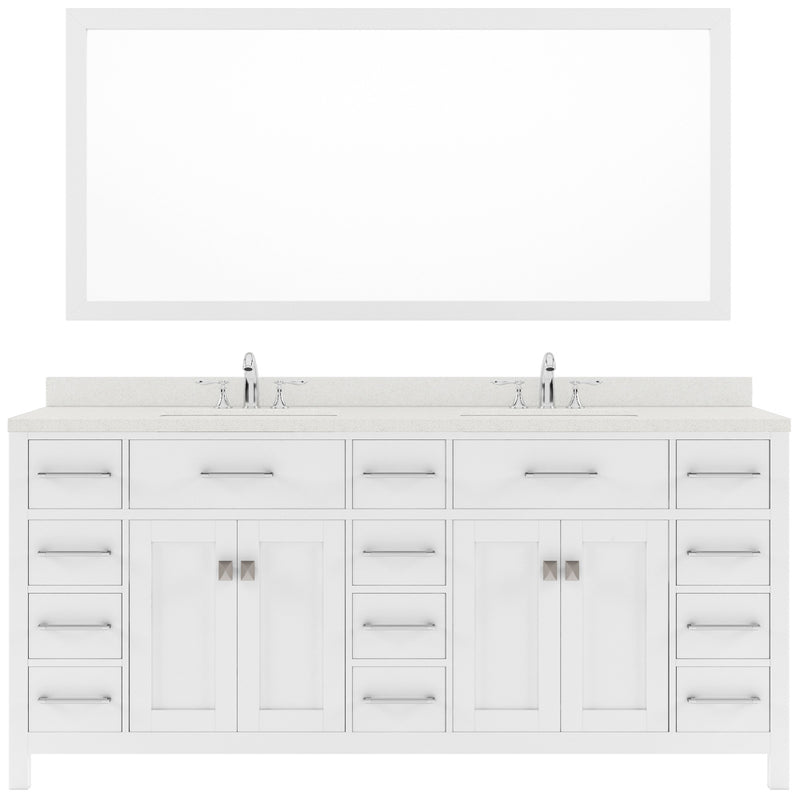 Modern Fittings Caroline Parkway 72" Double Bath Vanity with Quartz Top and Square Sinks