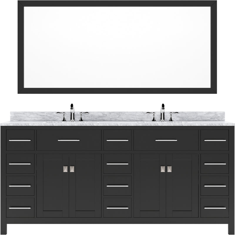 Modern Fittings Caroline Parkway 72" Double Bath Vanity with Marble Top and Round Sinks Faucets