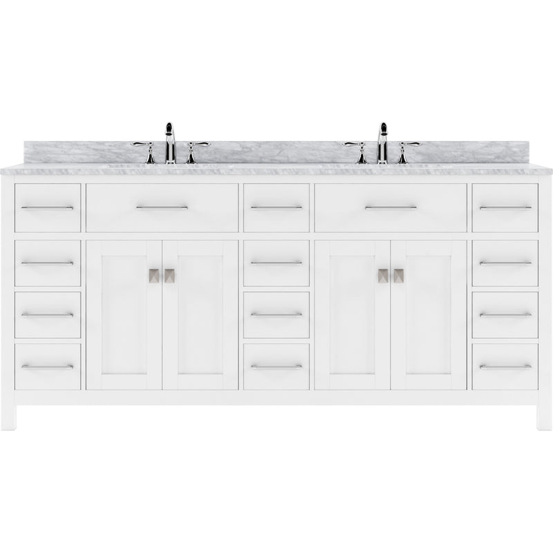 Modern Fittings Caroline Parkway 72" Double Bath Vanity with Marble Top and Round Sinks