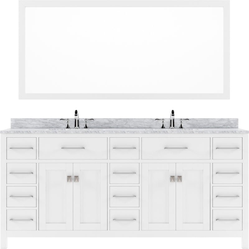 Modern Fittings Caroline Parkway 72" Double Bath Vanity with Marble Top and Round Sinks