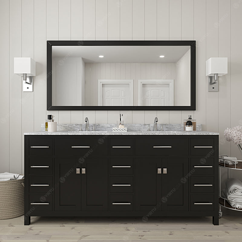 Modern Fittings Caroline Parkway 72" Double Bath Vanity with Marble Top and Square Sinks