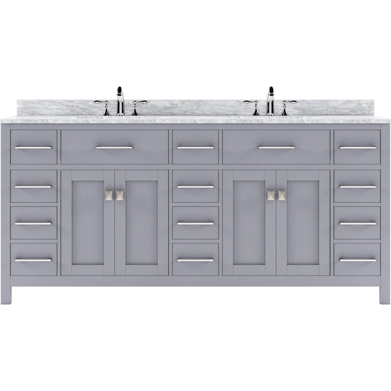 Modern Fittings Caroline Parkway 72" Double Bath Vanity with Marble Top and Square Sinks