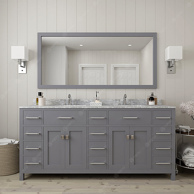 Modern Fittings Caroline Parkway 72" Double Bath Vanity with Marble Top and Square Sinks