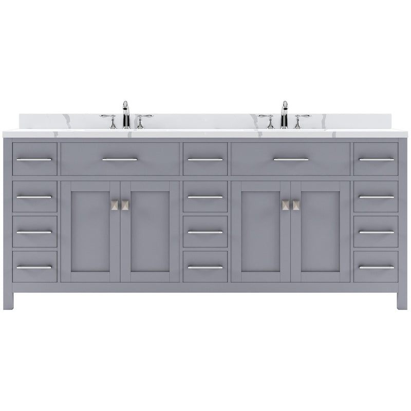 Modern Fittings Caroline Parkway 78" Double Bath Vanity with Calacatta Quartz Top and Round Sinks