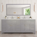 Modern Fittings Caroline Parkway 78" Double Bath Vanity with Calacatta Quartz Top and Round Sinks Faucets