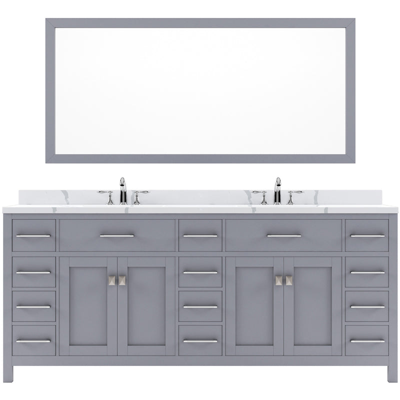 Modern Fittings Caroline Parkway 78" Double Bath Vanity with Calacatta Quartz Top and Round Sinks