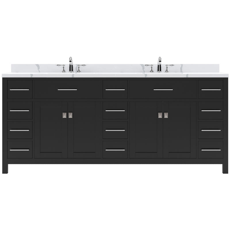 Modern Fittings Caroline Parkway 78" Double Bath Vanity with Calacatta Quartz Top and Square Sinks