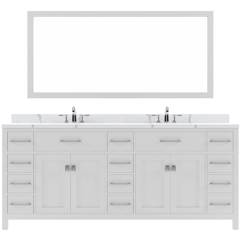 Modern Fittings Caroline Parkway 78" Double Bath Vanity with Calacatta Quartz Top and Square Sinks