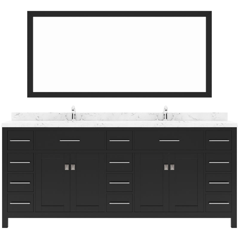 Modern Fittings Caroline Parkway 78" Double Bath Vanity with Cultured Marble Quartz Top and Round Sinks Faucets