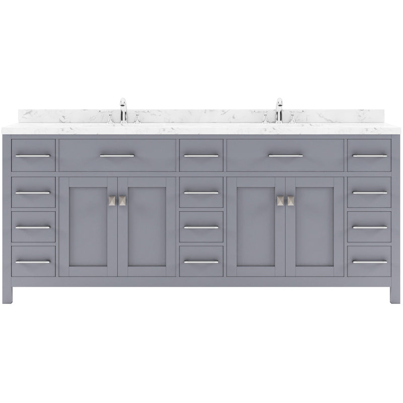 Modern Fittings Caroline Parkway 78" Double Bath Vanity with Cultured Marble Quartz Top and Round Sinks