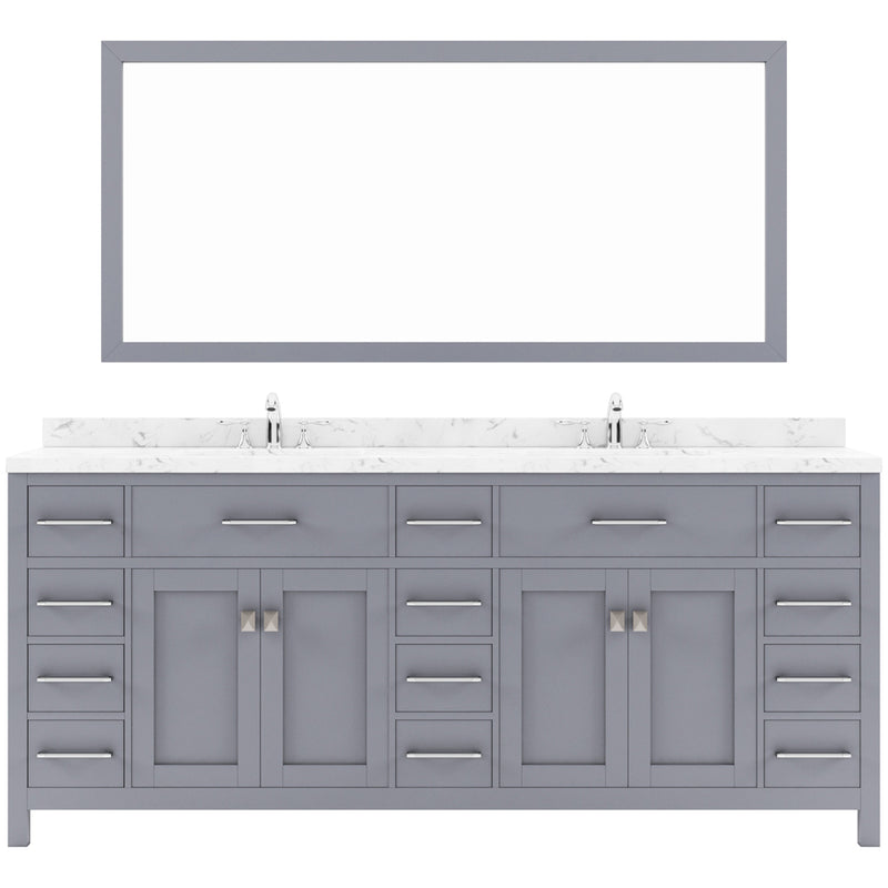 Modern Fittings Caroline Parkway 78" Double Bath Vanity with Cultured Marble Quartz Top and Round Sinks Faucets