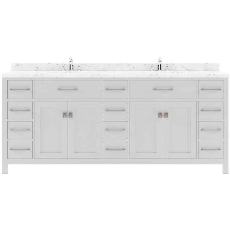 Modern Fittings Caroline Parkway 78" Double Bath Vanity with Cultured Marble Quartz Top and Round Sinks