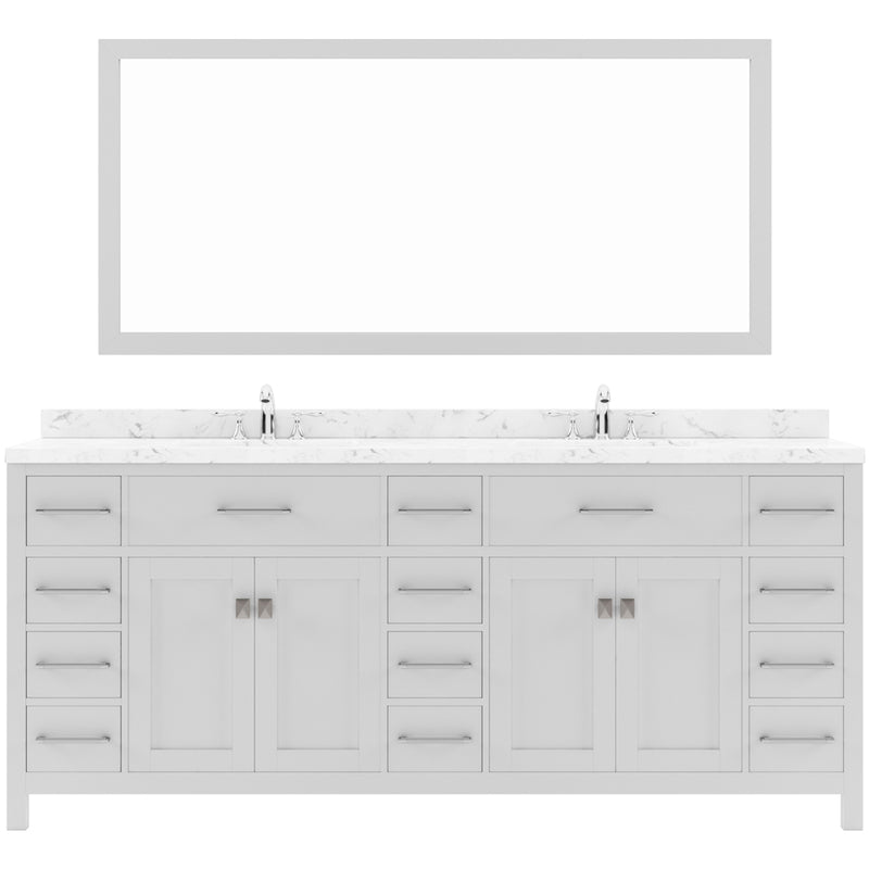 Modern Fittings Caroline Parkway 78" Double Bath Vanity with Cultured Marble Quartz Top and Round Sinks