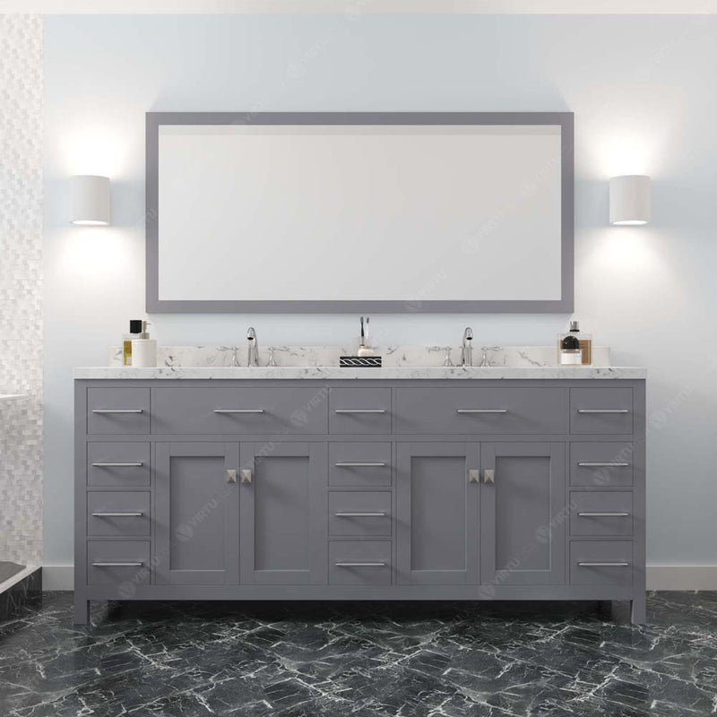 Modern Fittings Caroline Parkway 78" Double Bath Vanity with Cultured Marble Quartz Top and Square Sinks