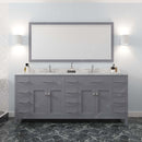 Modern Fittings Caroline Parkway 78" Double Bath Vanity with Cultured Marble Quartz Top and Square Sinks Faucets