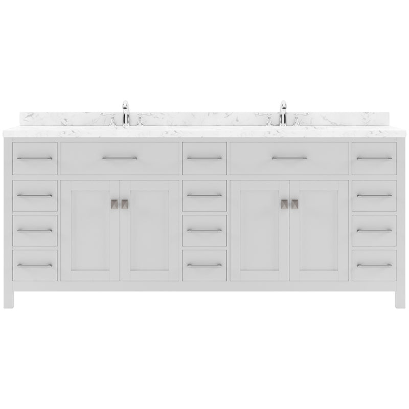 Modern Fittings Caroline Parkway 78" Double Bath Vanity with Cultured Marble Quartz Top and Square Sinks